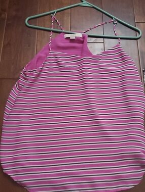 LOFT Pink Striped Halter Tank Top Size Small
